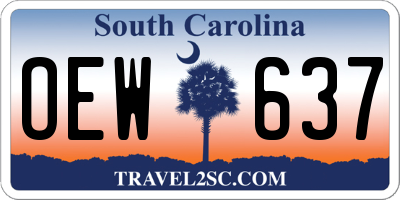 SC license plate OEW637