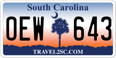 SC license plate OEW643