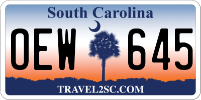 SC license plate OEW645