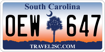 SC license plate OEW647