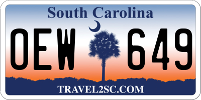 SC license plate OEW649