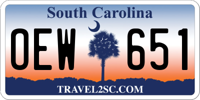 SC license plate OEW651