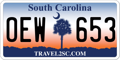 SC license plate OEW653