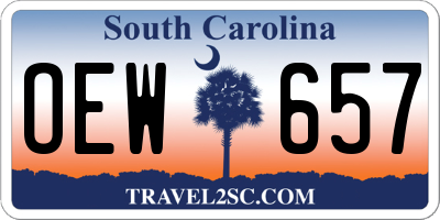 SC license plate OEW657