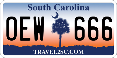 SC license plate OEW666