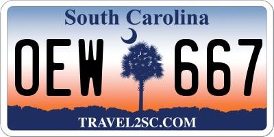 SC license plate OEW667