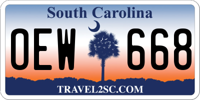 SC license plate OEW668