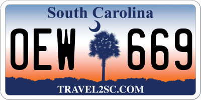 SC license plate OEW669