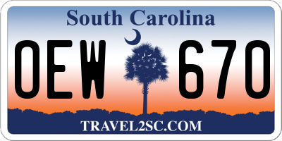 SC license plate OEW670