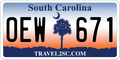 SC license plate OEW671