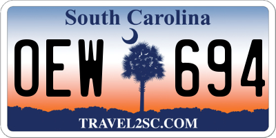 SC license plate OEW694