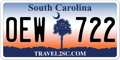 SC license plate OEW722