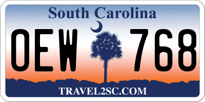 SC license plate OEW768
