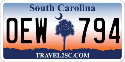 SC license plate OEW794