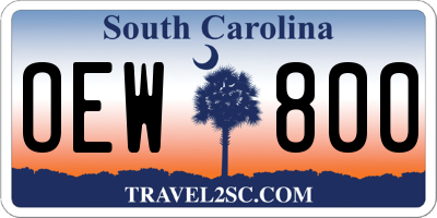 SC license plate OEW800