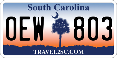 SC license plate OEW803