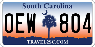 SC license plate OEW804