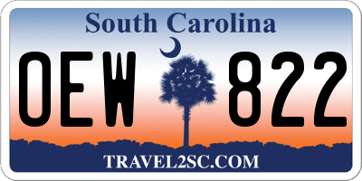 SC license plate OEW822