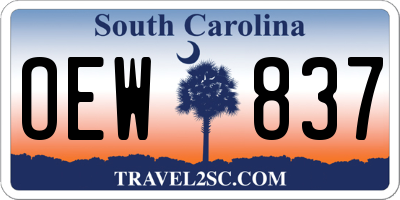 SC license plate OEW837