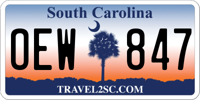 SC license plate OEW847