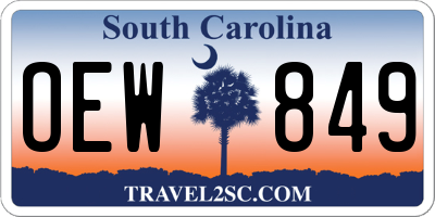 SC license plate OEW849