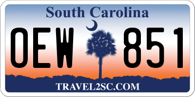 SC license plate OEW851