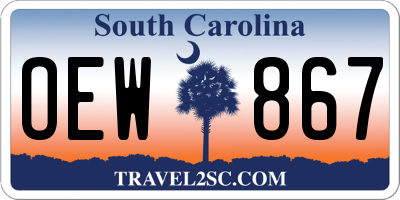 SC license plate OEW867