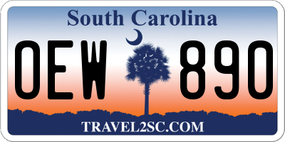 SC license plate OEW890