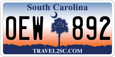 SC license plate OEW892