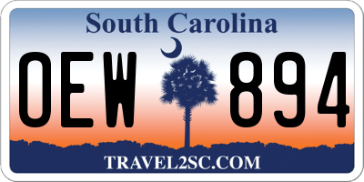 SC license plate OEW894