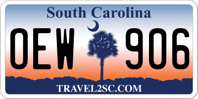 SC license plate OEW906