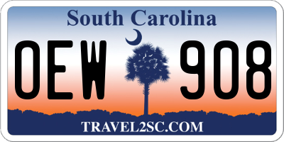 SC license plate OEW908