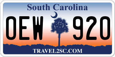 SC license plate OEW920