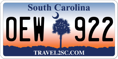 SC license plate OEW922
