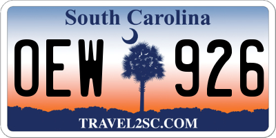 SC license plate OEW926