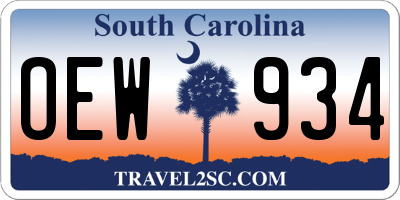 SC license plate OEW934