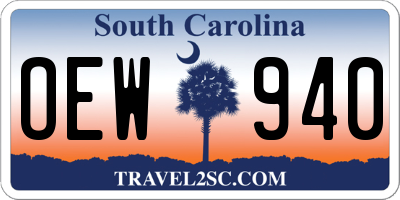 SC license plate OEW940