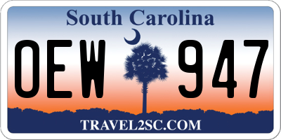 SC license plate OEW947