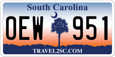 SC license plate OEW951