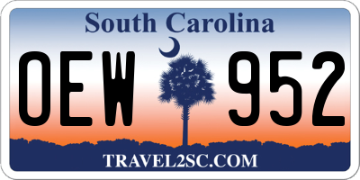 SC license plate OEW952