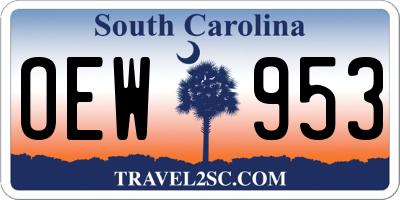 SC license plate OEW953