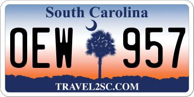SC license plate OEW957