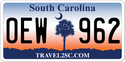 SC license plate OEW962