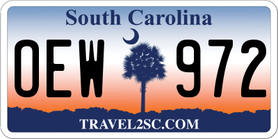 SC license plate OEW972