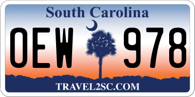 SC license plate OEW978