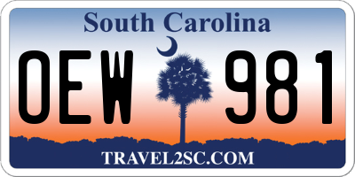 SC license plate OEW981