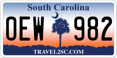 SC license plate OEW982