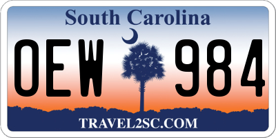 SC license plate OEW984