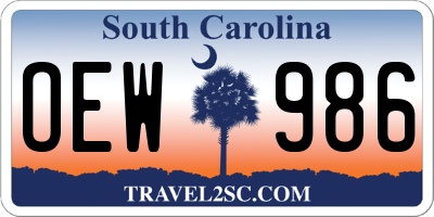 SC license plate OEW986