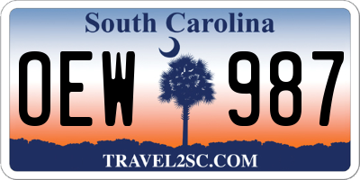 SC license plate OEW987